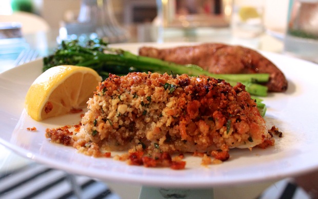 baked fish with ritz cracker topping